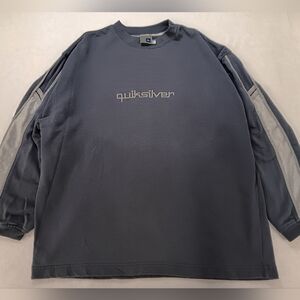 Y2k Quiksilver Gray Long Sleeve Shirt Embroidered - L
